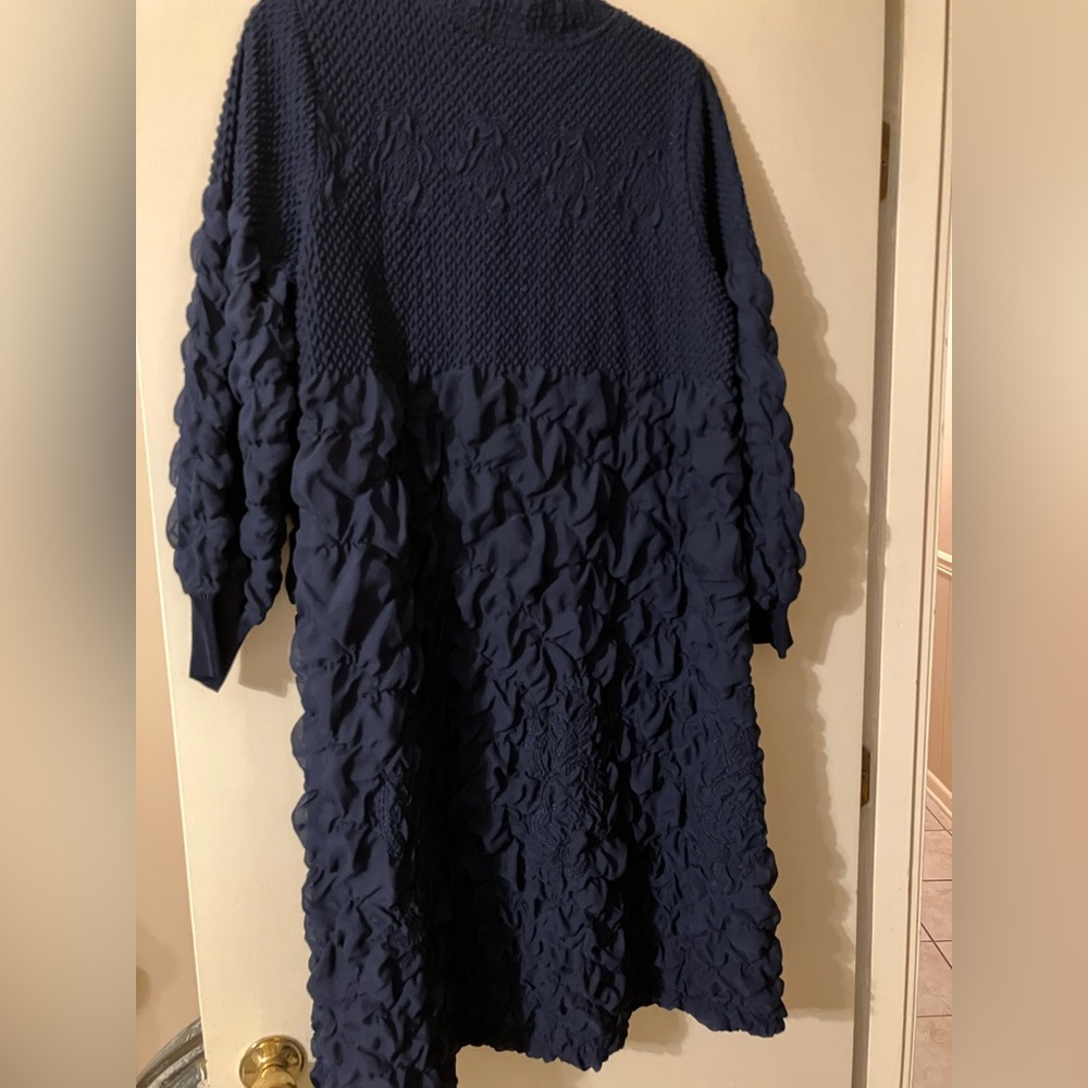 Textured Navy Blue Dress